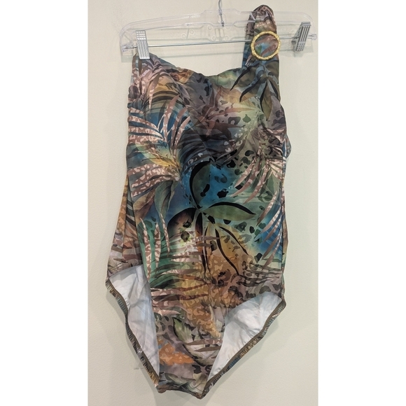 NWT Amoressa By Miraclesuit Cameroon One Shoulder One Piece Swimsuit Size 8 - Picture 2 of 12